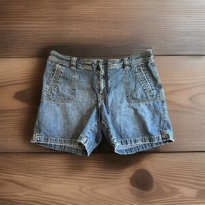 Old Navy Jean Shorts Womens Size 14Blue Denim Cotton Drawstring Tie Waist Casual
